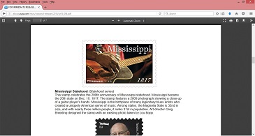 1817-2017 Mississippi Statehood commemorative stamp featuring Jimmy “Duck” Holmes’ hands and guitar in a photo by Lou Bopp.